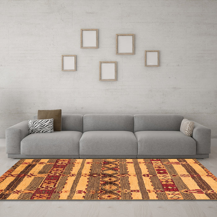 Machine Washable Oriental Orange Industrial Area Rugs in a Living Room, wshurb1187org