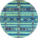 Round Oriental Light Blue Industrial Rug, urb1187lblu