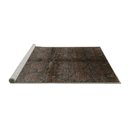 Sideview of Machine Washable Oriental Turquoise Industrial Area Rugs, wshurb1188turq