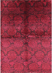 Machine Washable Industrial Modern Bright Maroon Red Rug, wshurb1188