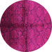 Round Oriental Pink Industrial Rug, urb1188pnk