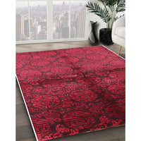 Mid-Century Modern Bright Maroon Red Oriental Rug, urb1188