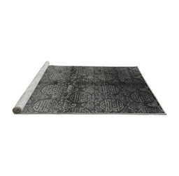 Sideview of Machine Washable Oriental Gray Industrial Rug, wshurb1188gry