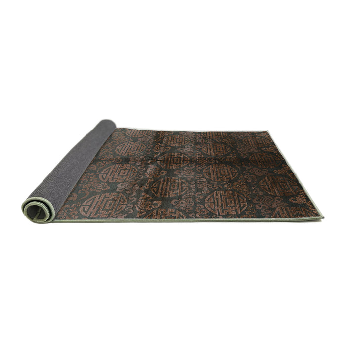 Sideview of Oriental Turquoise Industrial Rug, urb1188turq