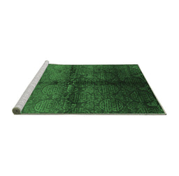 Sideview of Machine Washable Oriental Emerald Green Industrial Area Rugs, wshurb1188emgrn