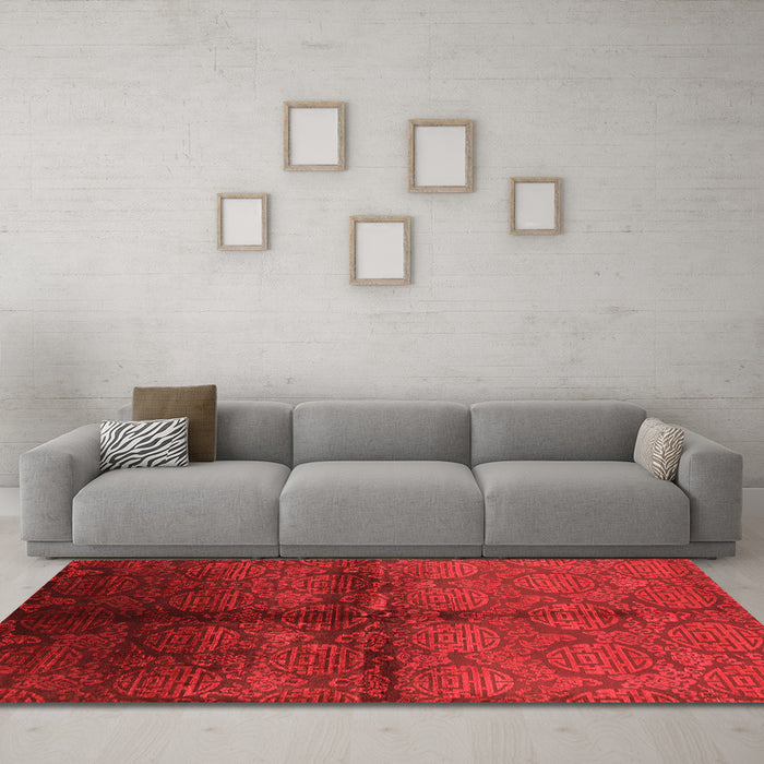 Machine Washable Oriental Orange Industrial Area Rugs in a Living Room, wshurb1188org