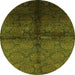 Round Oriental Green Industrial Rug, urb1188grn