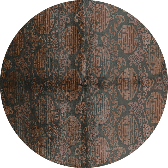 Round Machine Washable Oriental Turquoise Industrial Area Rugs, wshurb1188turq