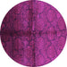 Round Oriental Purple Industrial Rug, urb1188pur