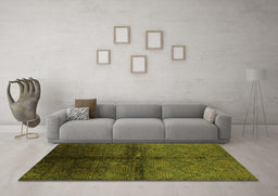 Machine Washable Oriental Green Industrial Area Rugs in a Living Room,, wshurb1188grn