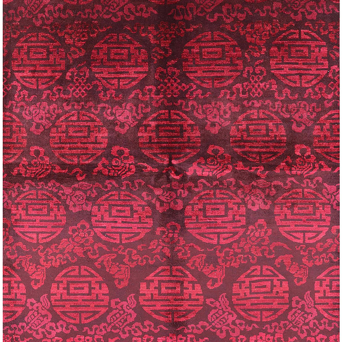 Mid-Century Modern Bright Maroon Red Oriental Rug, urb1188