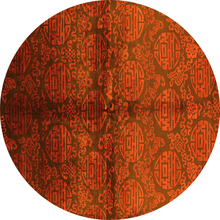 Round Oriental Yellow Industrial Rug, urb1188yw