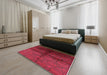 Machine Washable Industrial Modern Bright Maroon Red Rug in a Bedroom, wshurb1188