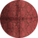 Round Oriental Brown Industrial Rug, urb1188brn