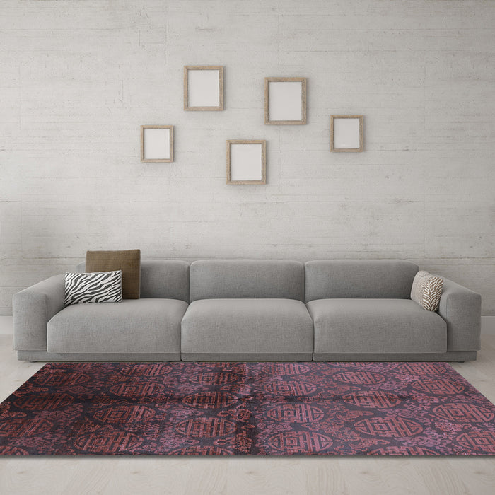 Machine Washable Oriental Light Blue Industrial Rug in a Living Room, wshurb1188lblu