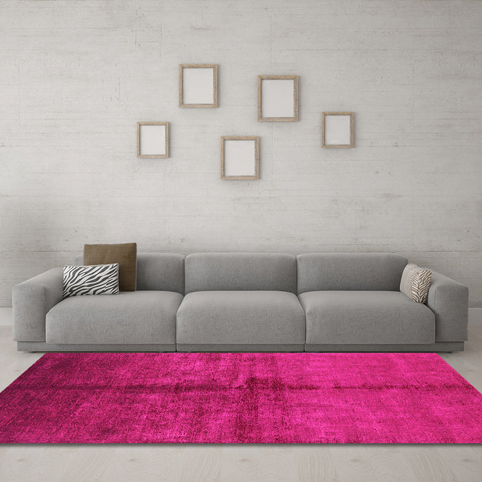 Machine Washable Oriental Pink Industrial Rug in a Living Room, wshurb1189pnk