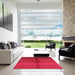 Square Machine Washable Industrial Modern Red Rug in a Living Room, wshurb1189