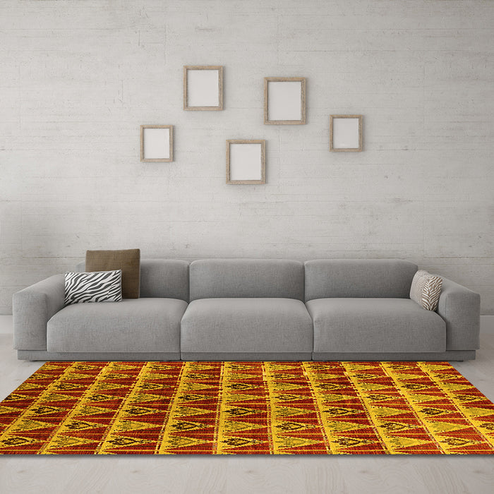 Machine Washable Oriental Yellow Industrial Rug in a Living Room, wshurb1190yw