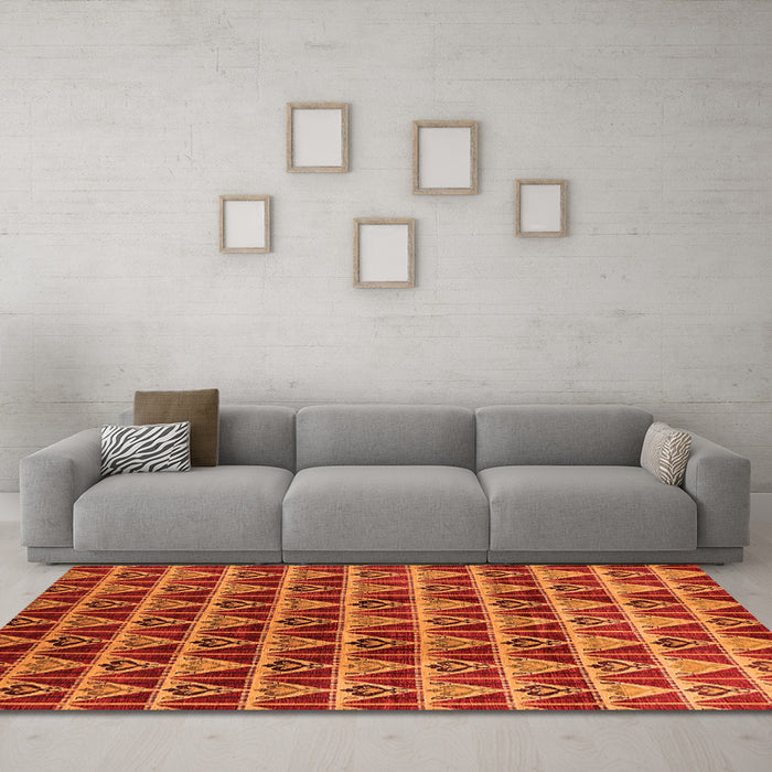 Machine Washable Oriental Orange Industrial Area Rugs in a Living Room, wshurb1190org