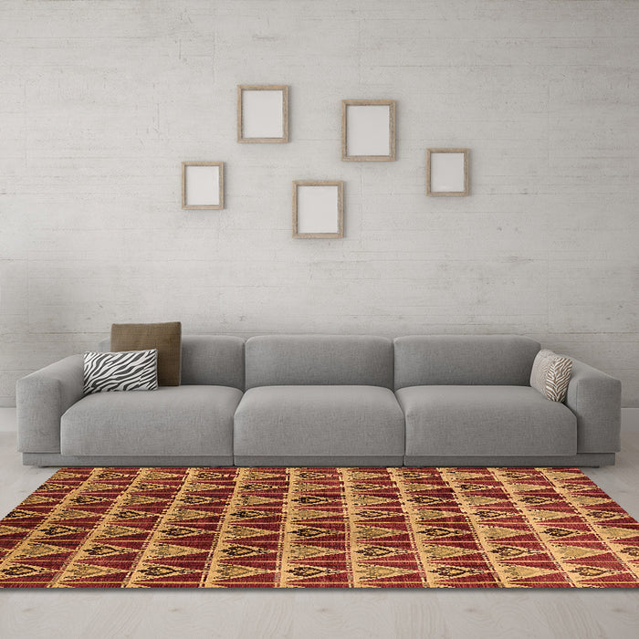 Machine Washable Oriental Brown Industrial Rug in a Living Room,, wshurb1190brn