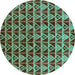 Round Oriental Turquoise Industrial Rug, urb1190turq