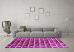 Machine Washable Oriental Purple Industrial Area Rugs in a Living Room, wshurb1190pur