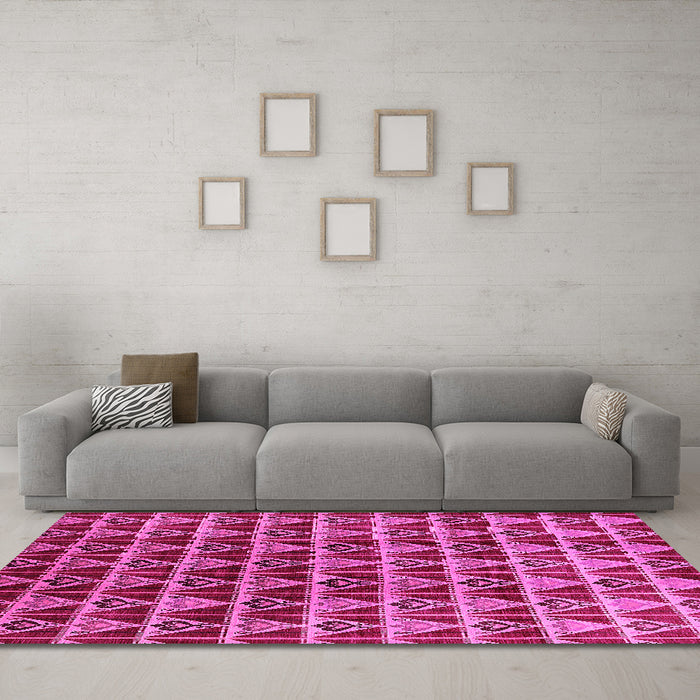 Machine Washable Oriental Pink Industrial Rug in a Living Room, wshurb1190pnk