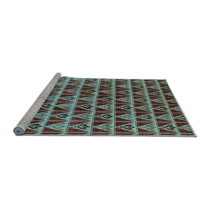 Sideview of Machine Washable Oriental Light Blue Industrial Rug, wshurb1190lblu