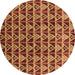 Round Oriental Brown Industrial Rug, urb1190brn