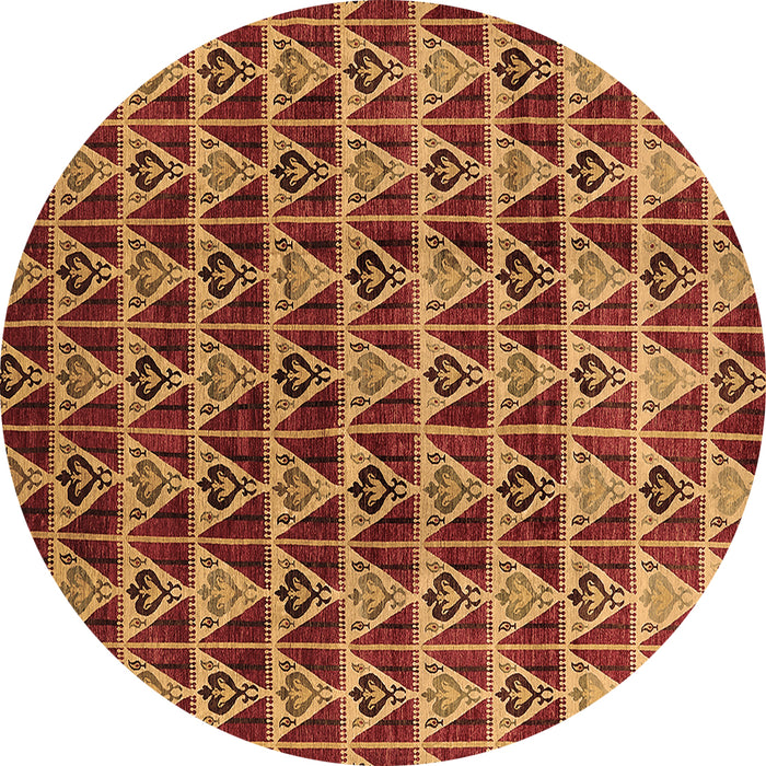 Round Machine Washable Oriental Brown Industrial Rug, wshurb1190brn