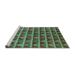 Sideview of Machine Washable Oriental Turquoise Industrial Area Rugs, wshurb1190turq