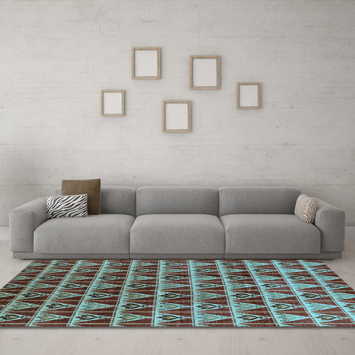 Machine Washable Oriental Light Blue Industrial Rug in a Living Room, wshurb1190lblu
