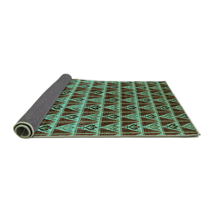 Sideview of Oriental Turquoise Industrial Rug, urb1190turq