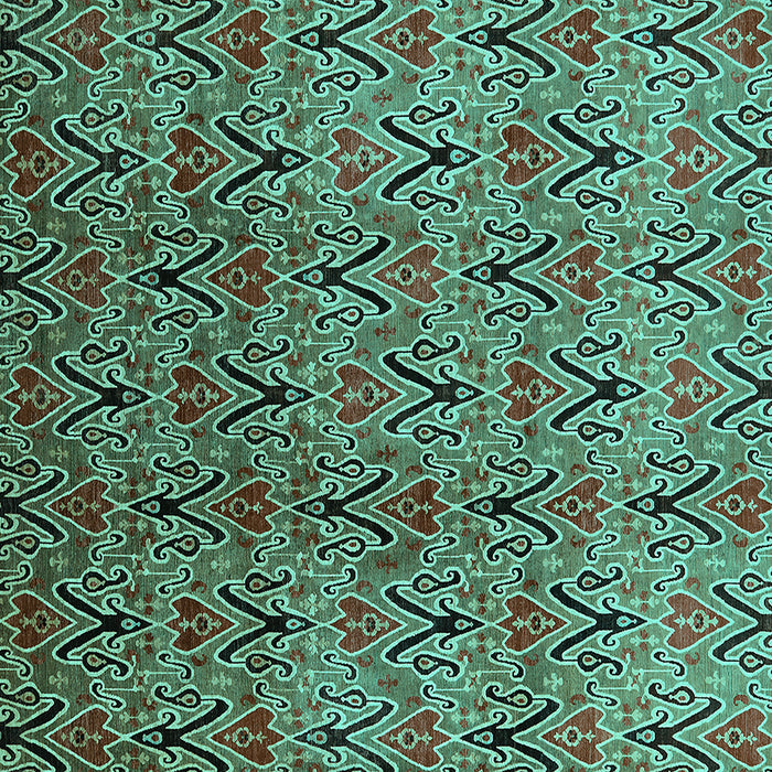 Square Machine Washable Oriental Turquoise Industrial Area Rugs, wshurb1191turq