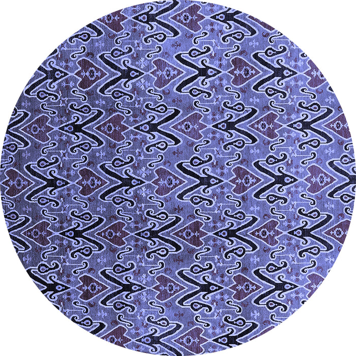 Round Oriental Blue Industrial Rug, urb1191blu