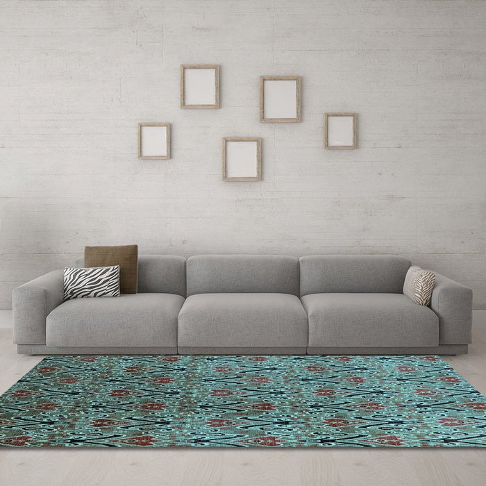 Machine Washable Oriental Light Blue Industrial Rug in a Living Room, wshurb1191lblu