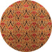 Round Machine Washable Oriental Orange Industrial Area Rugs, wshurb1191org