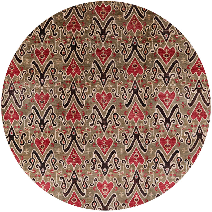 Round Mid-Century Modern Light Copper Gold Oriental Rug, urb1191