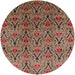 Round Mid-Century Modern Light Copper Gold Oriental Rug, urb1191