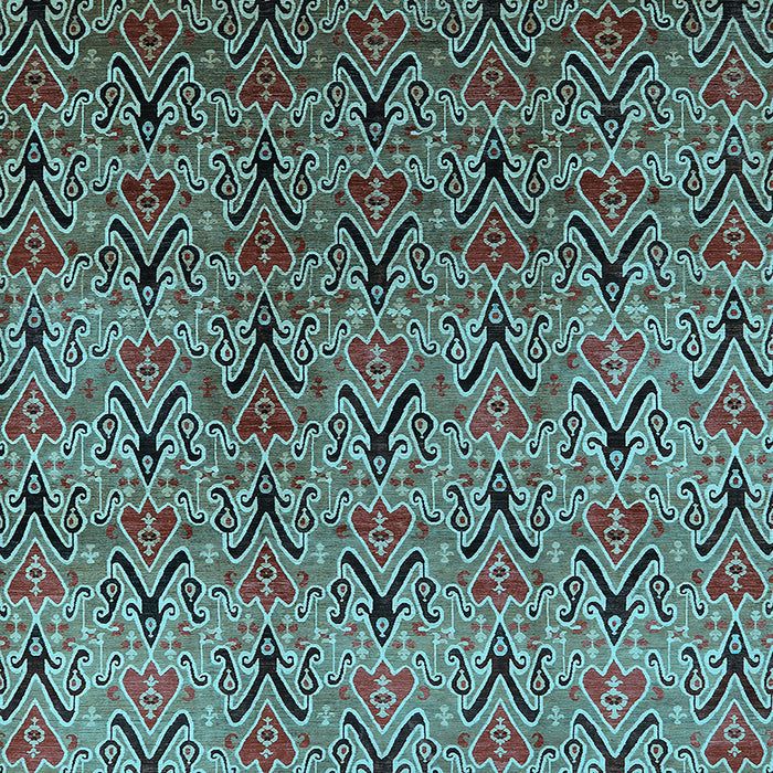 Square Machine Washable Oriental Light Blue Industrial Rug, wshurb1191lblu