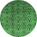 Round Oriental Emerald Green Industrial Rug, urb1191emgrn