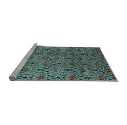 Sideview of Machine Washable Oriental Light Blue Industrial Rug, wshurb1191lblu