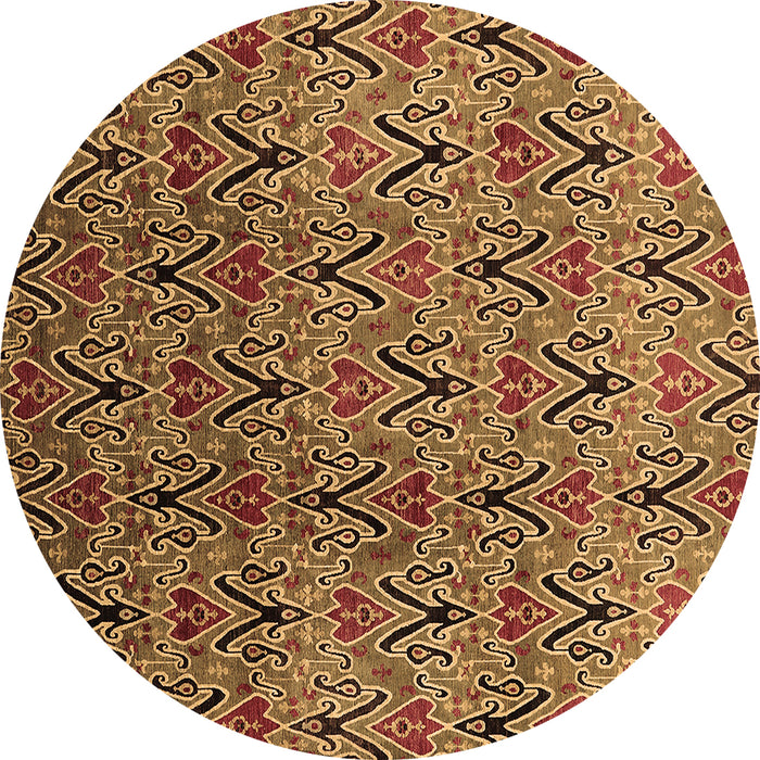 Round Machine Washable Oriental Brown Industrial Rug, wshurb1191brn