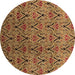 Round Machine Washable Oriental Brown Industrial Rug, wshurb1191brn