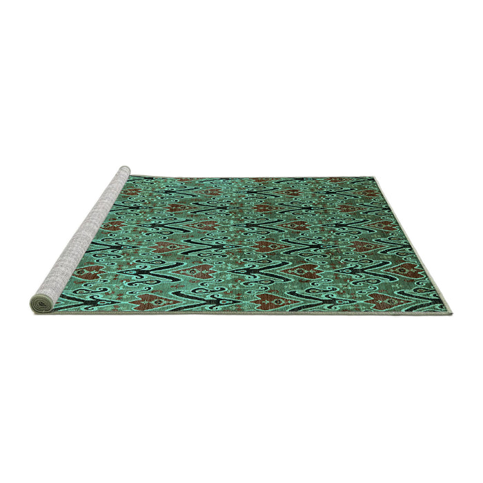 Sideview of Machine Washable Oriental Turquoise Industrial Area Rugs, wshurb1191turq