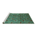 Sideview of Machine Washable Oriental Turquoise Industrial Area Rugs, wshurb1191turq