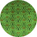 Round Machine Washable Oriental Green Industrial Area Rugs, wshurb1191grn