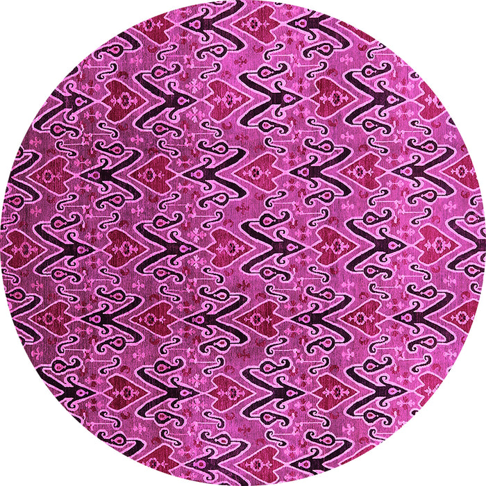 Round Machine Washable Oriental Pink Industrial Rug, wshurb1191pnk