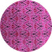 Round Machine Washable Oriental Pink Industrial Rug, wshurb1191pnk