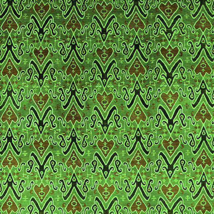 Square Machine Washable Oriental Green Industrial Area Rugs, wshurb1191grn